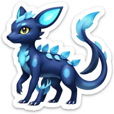 Colorful Iridescent Exotic Salandit-Meowstic-Umbreon-Fakémon-hybrid-creature (full body)  sticker