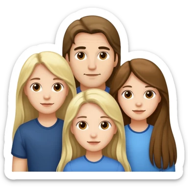three friends, a man and two girls with long hair sticker