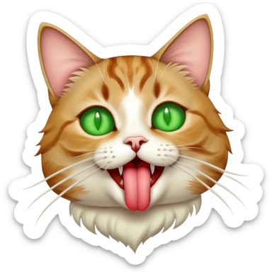 cat with tongue sticking out with marijuana  sticker