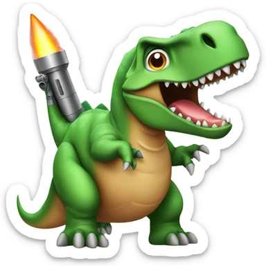 Dinosaur with a rocket launcher sticker