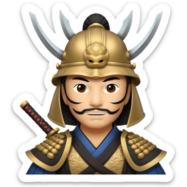 Samurai with helmet and a mask sticker