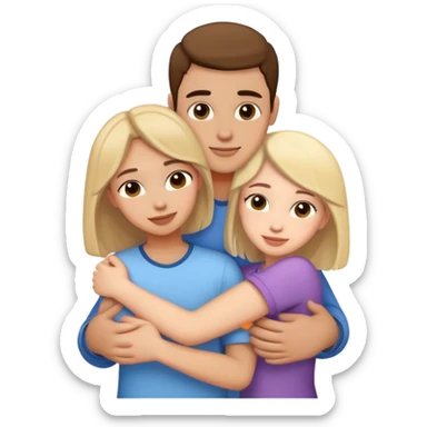 two girls and one guy hugging sticker