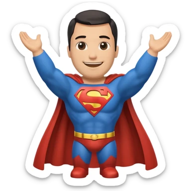a moai emoji with a superman cape with the original face or the moai emoji with a super man saving people vibe like the superman there is some man waiting in the sky meme sticker