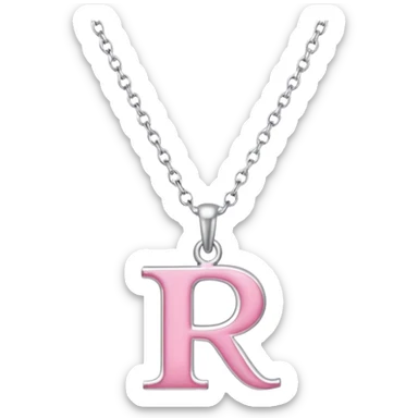 Pink necklace with a sliver letter r charm sticker