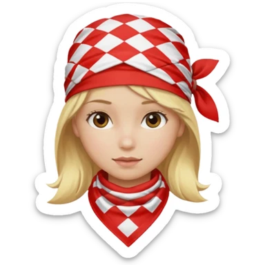 girl blonde hair, wear red and white checkered bandana sticker