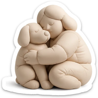 Woman hugging dog sticker