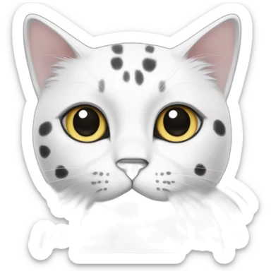 White cat with grey and black spots sticker
