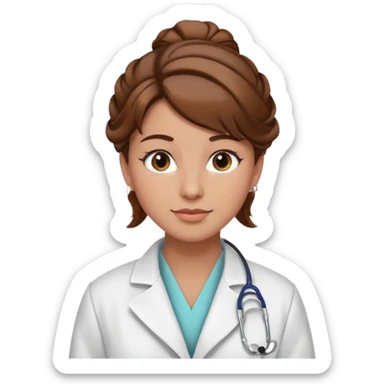 healthcare instructor standing up brown hair updo sticker