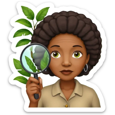 an old black woman with jungle and magnifying glass sticker