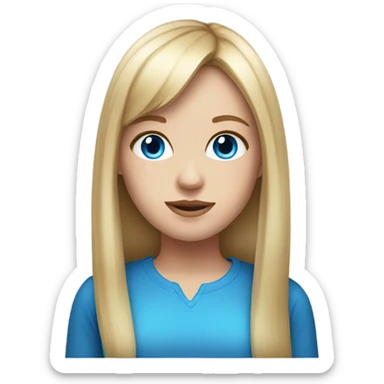 Realistic, white girl with long blonde hair and bangs and blue eyes ￼ sticker