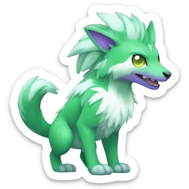 Cute cool green white purple animal hybrid Fakemon full body sticker
