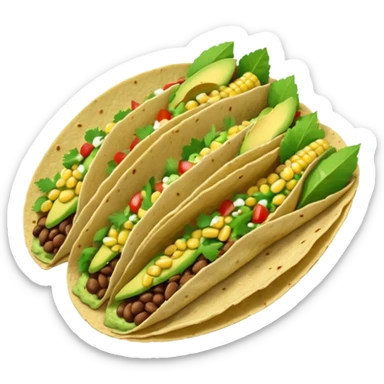 Mexican tacos filled with nopales, beans, and avocado, in soft corn tortillas sticker
