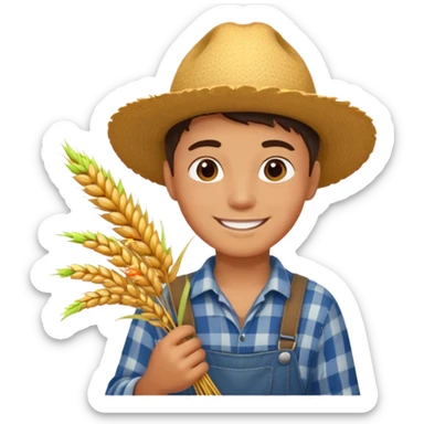boy farmer, hold wheat sticker