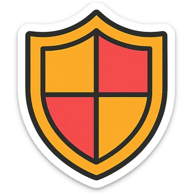 shield icon, lineal color icon with black outlines, minimalistic, no text sticker