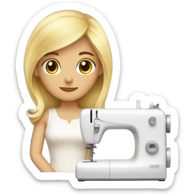 Blonde and sewing machine sticker