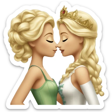 2 women princesses couple blonde kiss sticker