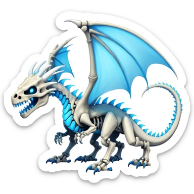 an electric bone dragon with blue teeth (full body) sticker
