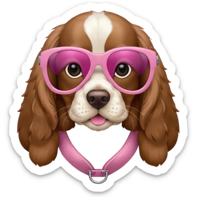 English cocker spaniel with pink sunglasses sticker