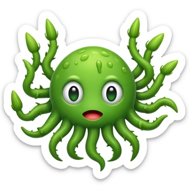 green germs emoji with many limbs sticker