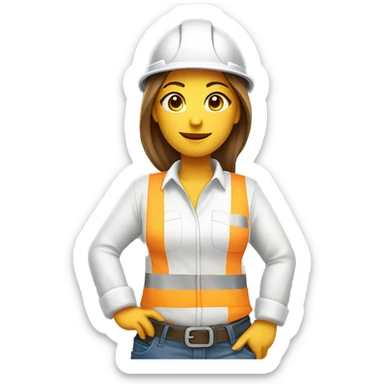 construction worker woman white clother with a pencil sticker