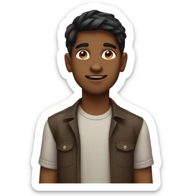 a boy from india of 15 years old with brown skin with a little big nose and dark hair sticker