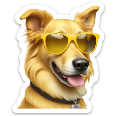 Yellow dog wearing sunglasses  sticker