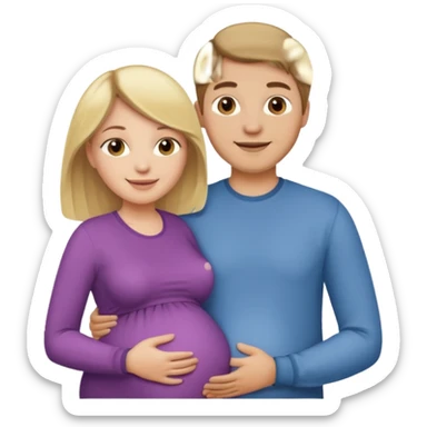 Pregnant blonde with brown haired husband sticker