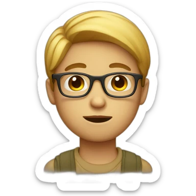 Shy boy wearing glasses sticker