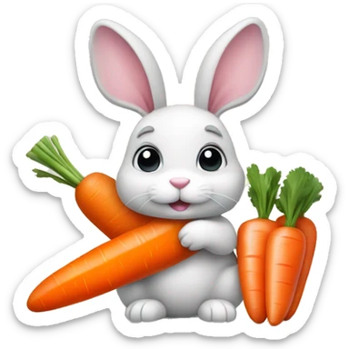 Cute bunny with carrot sticker