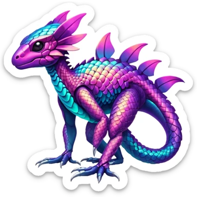 Tropical futuristic lush neon Fionbri-Vernid-creature (full body) sticker