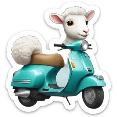 Un mouton qui roule sur une Vespa sticker
