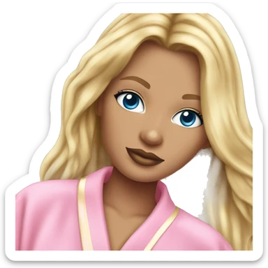 pink victoria secret robe on blonde girl blue eyes  sticker