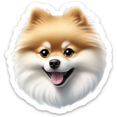 Pomeranian dog playing in the snow sticker