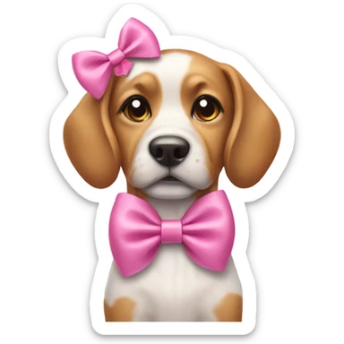 Dog wearing a pink bow  sticker