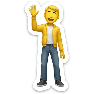 Yellow man (full body) (reaching arm up) (side view) sticker