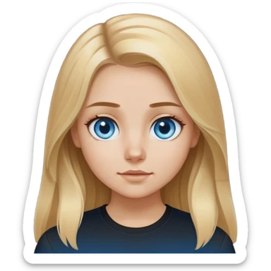 blonde polish girl, long brown to blonde ombré hair, blue eyes, black shirt  sticker