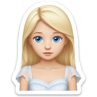 Girl with blonde hair and blue eyes white sticker