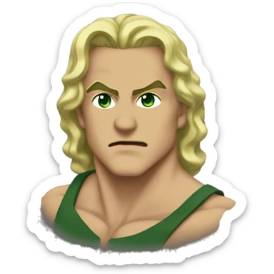 Dio Brando , blonde , amber eyes , dark green lips , muscle body sticker