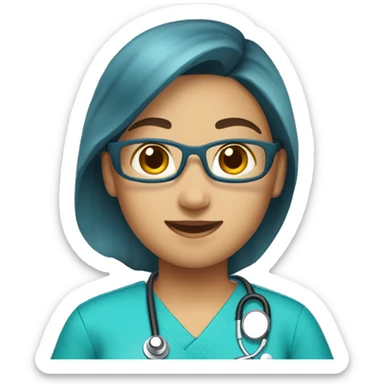 Medical assistant wearing blue scrubs sticker