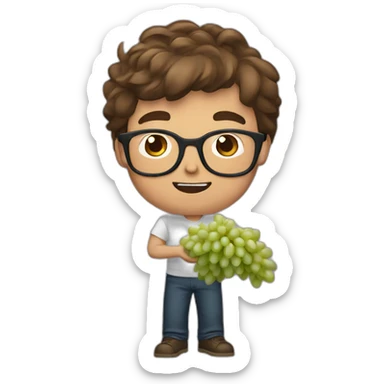 Brown-haired, bitter young man with glasses throwing grapes sticker
