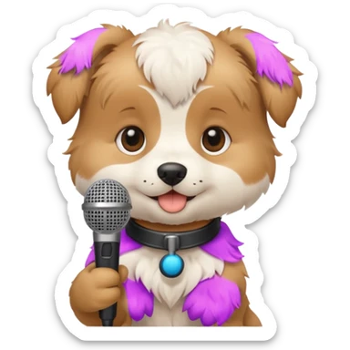 Cute puppy with a microphone ￼ sticker