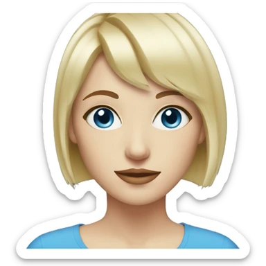 WHITE WOMAN WITH BLUE EYES, SHORT BLONDE HAIR WITH BANGS  sticker