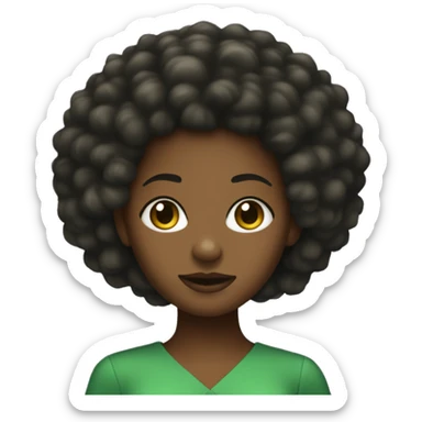 Create a black girl with afro in a green dress like she was a girl from the early’s 2000 sticker