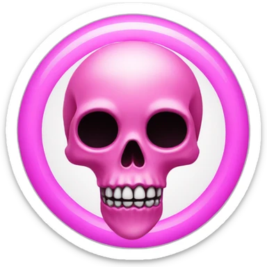 pink skull with a floating ring over head sticker
