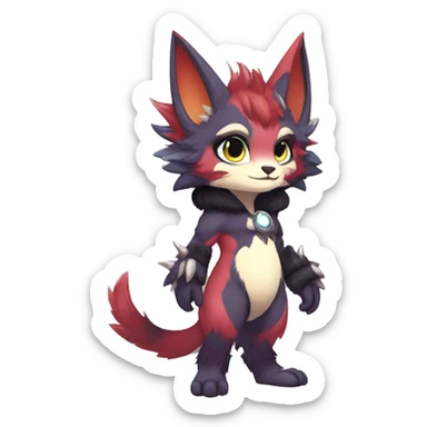 Anthro-Edgy-Contrast-Colors-Fantasy-Fur-Sona-Chibi-Shiny-Fakémon-Hybrid full body sticker