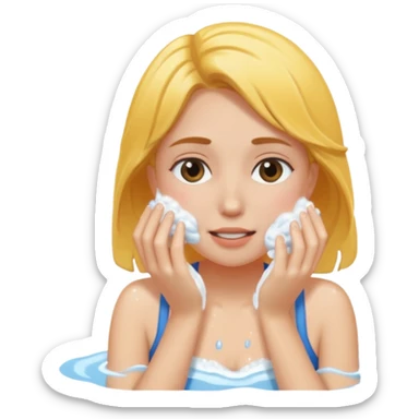 a female washing  her face sticker