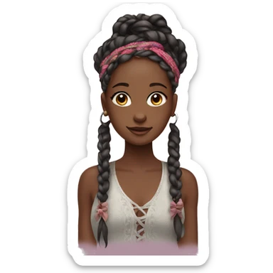 Black girl with Bohemian braids with bow ￼ sticker