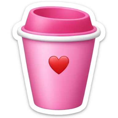 A pink Cup with a red and pink heart sticker