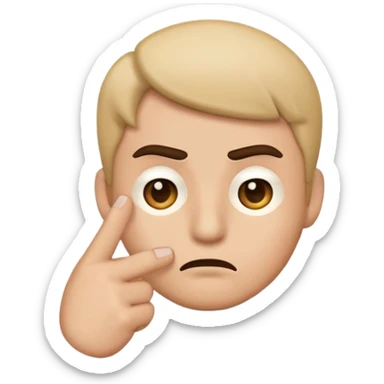 Emoji qui regarde mal avec un sourcil en l’air et l’index au coins de sa bouche et sa bouche dois être comme ça 🫦 sticker