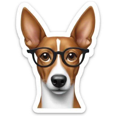 Basenji wearing glasses sticker